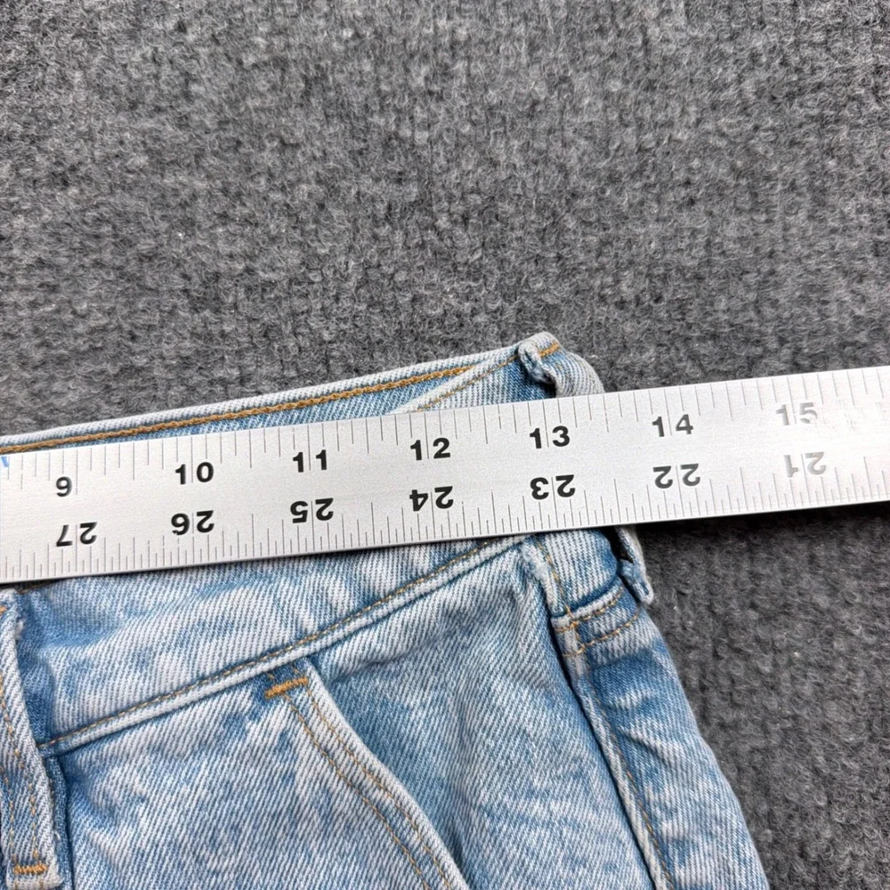 Abercrombie & Fitch The Dad Short Women 26 Light Blue High Rise Utility Denim